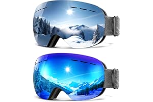 QALLY Ski Goggles for Men Women Snow Goggles Anti fog Snowboard Goggles with 100% UV Protection