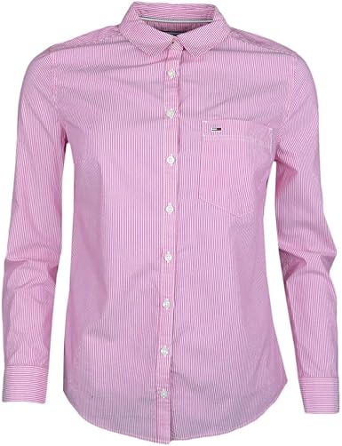 Tommy Jeans - Camisa a rayas, color rosa y blanco