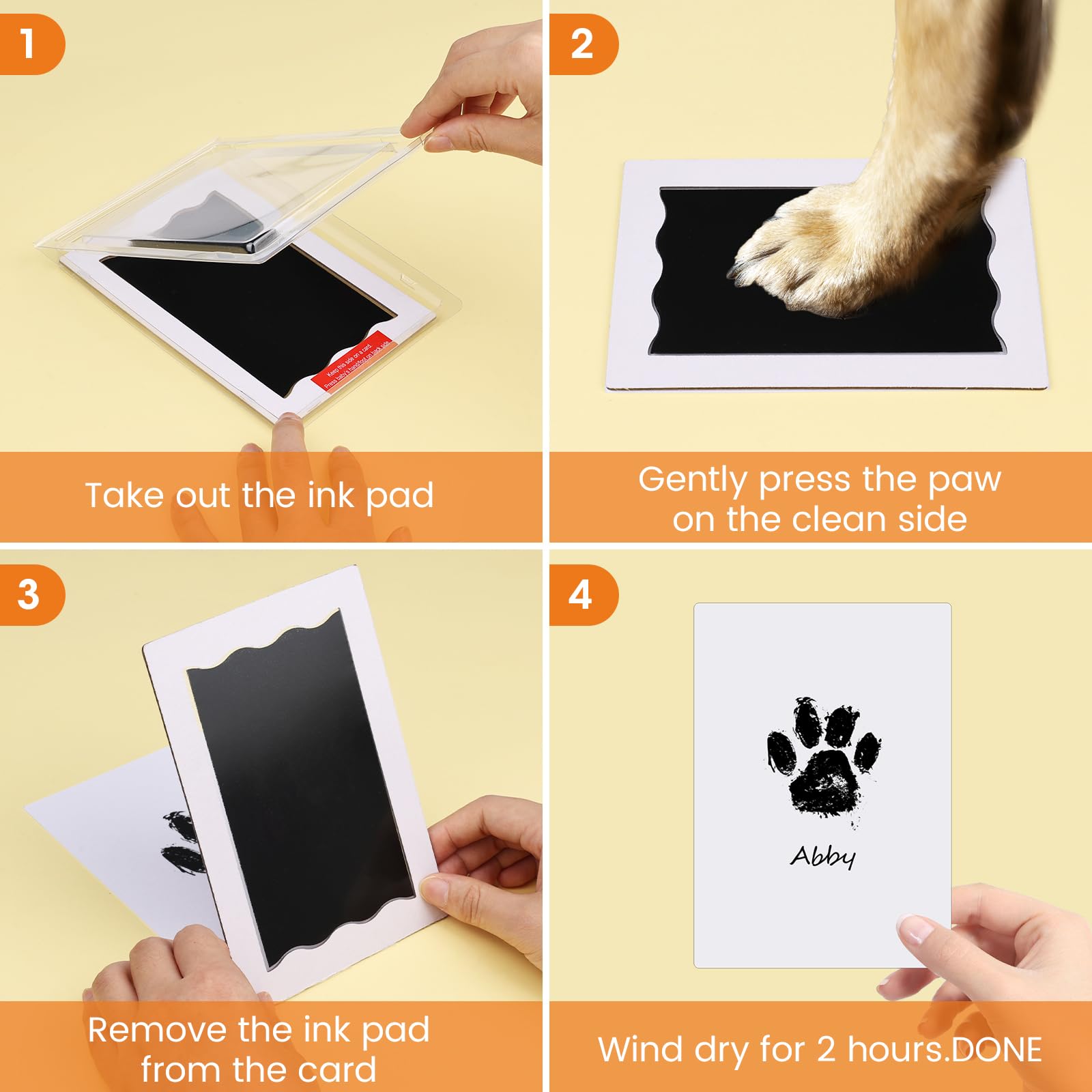Nabance Paw Print Kit, Dog Nose Print Kit, 8 Pcs Baby Hand and Footprint Kit with Cute Pattern Photo Frames, No Mess Paw Print Stamp Pad for Dogs & Cats, Clean Touch Ink Pads, Family Keepsake