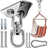 Morzejar 360 Rotating Hammock Hanging Kit - Heavy Duty Stainless Steel 1000 lb Loading Hammock Hooks for Trapeze, Yoga, Boxing Bag, Hammock Chair, Porch