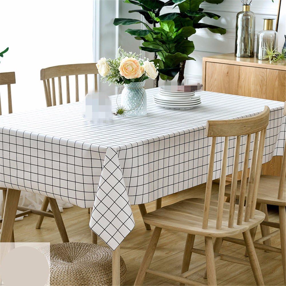 Dining table cloth waterproof anti-oil anti-hot wash tablecloth pvc plastic tablecloth tea table mats rectangular,white,135*180cm