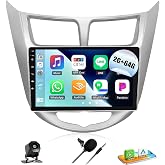 2G+64G Android 15 Car Stereo for Hyundai Accent 2012-2017 with Wireless Carplay Android Auto 9" Touchscreen Car Radio with GPS Navigation WiFi Bluetooth FM/RDS Radio HD Backup Camera Head Unit