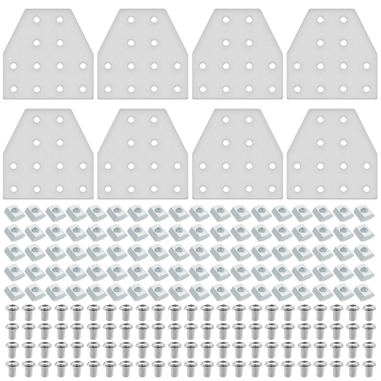 IMETRX 8pcs 2040 T Corner Bracket Joining Plate T Slotted Accessories 12-Hole 2040 Hardware Connector 2040 with T Nuts and Screws Silver — image 1