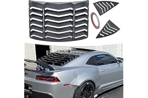 SUNLUWAY Rear and Side Window Louver fits for Chevrolet Chevy Camaro LS LT SS 2010 2011 2012 2013 2014 2015 Matte Black Windshield Scoop Louvers Sun Shade Cover in GT Lambo Style,Camaro Accessories
