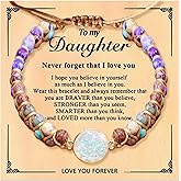 Embtrem Daughter Gifts from Mom Charm Braided Bracelets for Women To My Daughter Forever Connected Bracelet Jewelry Inspirational for Women