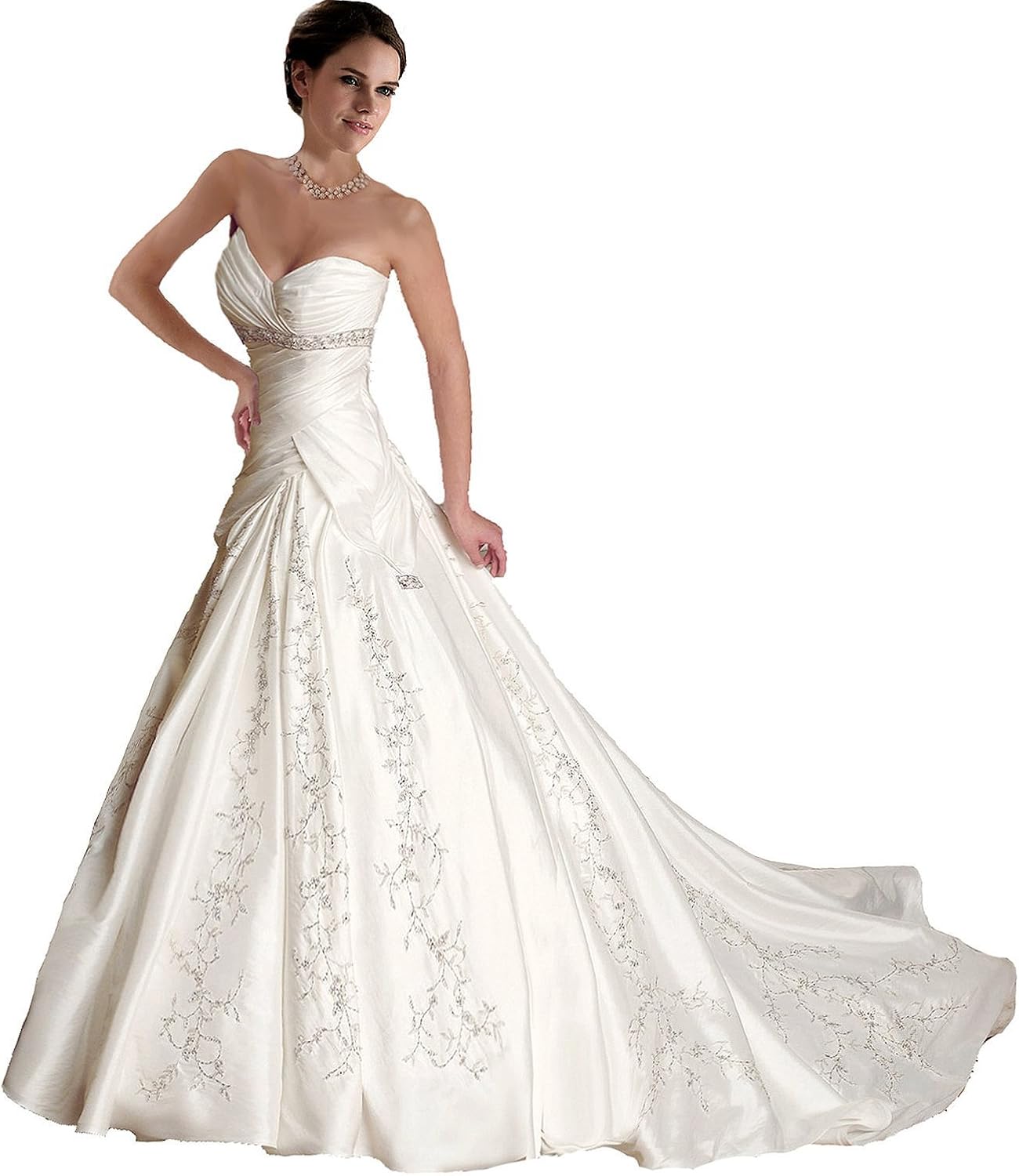 embroidered satin dress