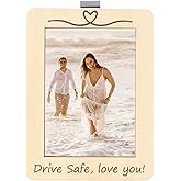MOTOFITOOL Drive Safe I Love You Car Visor Picture Frame, Personalized Photo Holder, Wooden Visor Clip, Gift for Dad Mother Lover, Car Accessories, Custom Rear View Mirror