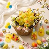 Amyhill 24 Pack Fillable Yellow Duck Containers for Duck Birthday 2.5" Plastic Ducks Shaped Party Favors for Birthday Baby Shower Party Supplies Gift Stuffers