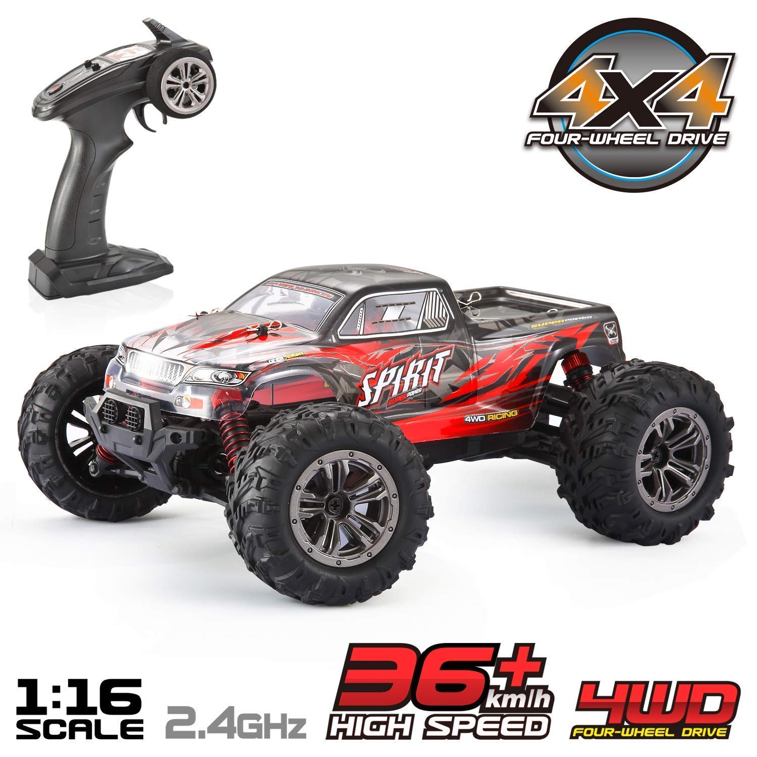 VATOS Remote Control Car, 1:16 4WD RC Car 36km/h High Speed Off-Road Monster Truck 2.4GHz Electric Racing Car RC Buggy Vehicle Truck Buggy Crawler Toy Car for Adults and Kids （9135）