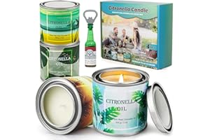 YINUO LIGHT 4 Pack Citronella Candles Outdoor, 28 Oz 200 Hours Burn Scented Citronella Candles, Large Citronella Candle Set with Fresh Citronella Oil and Natural Soy Wax for Camping, Garden, Patio, Yard, Balcony