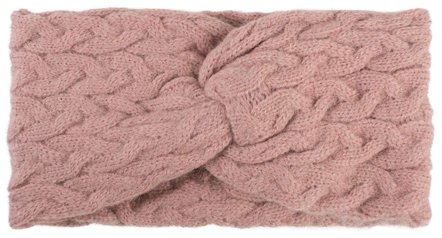 styleBREAKER women cable knit headband with twist knot, cable stitch, hairband, headband 04026044, color:Old Rose