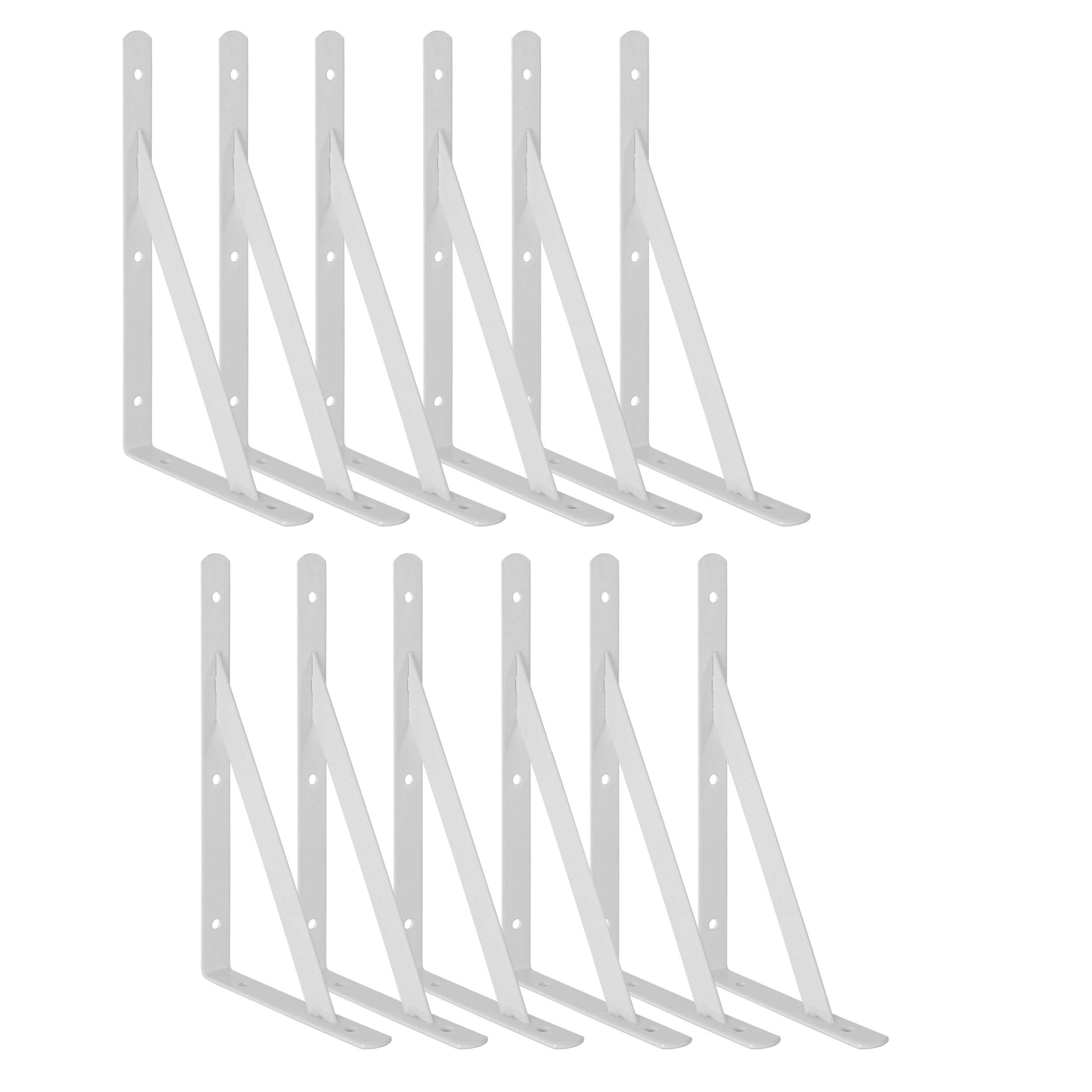 Heavy Duty Shelf Brackets Triangle Shelving Brackets Right Angle Wall Mounted Shelf Supporters White 12 Inch Set of 12