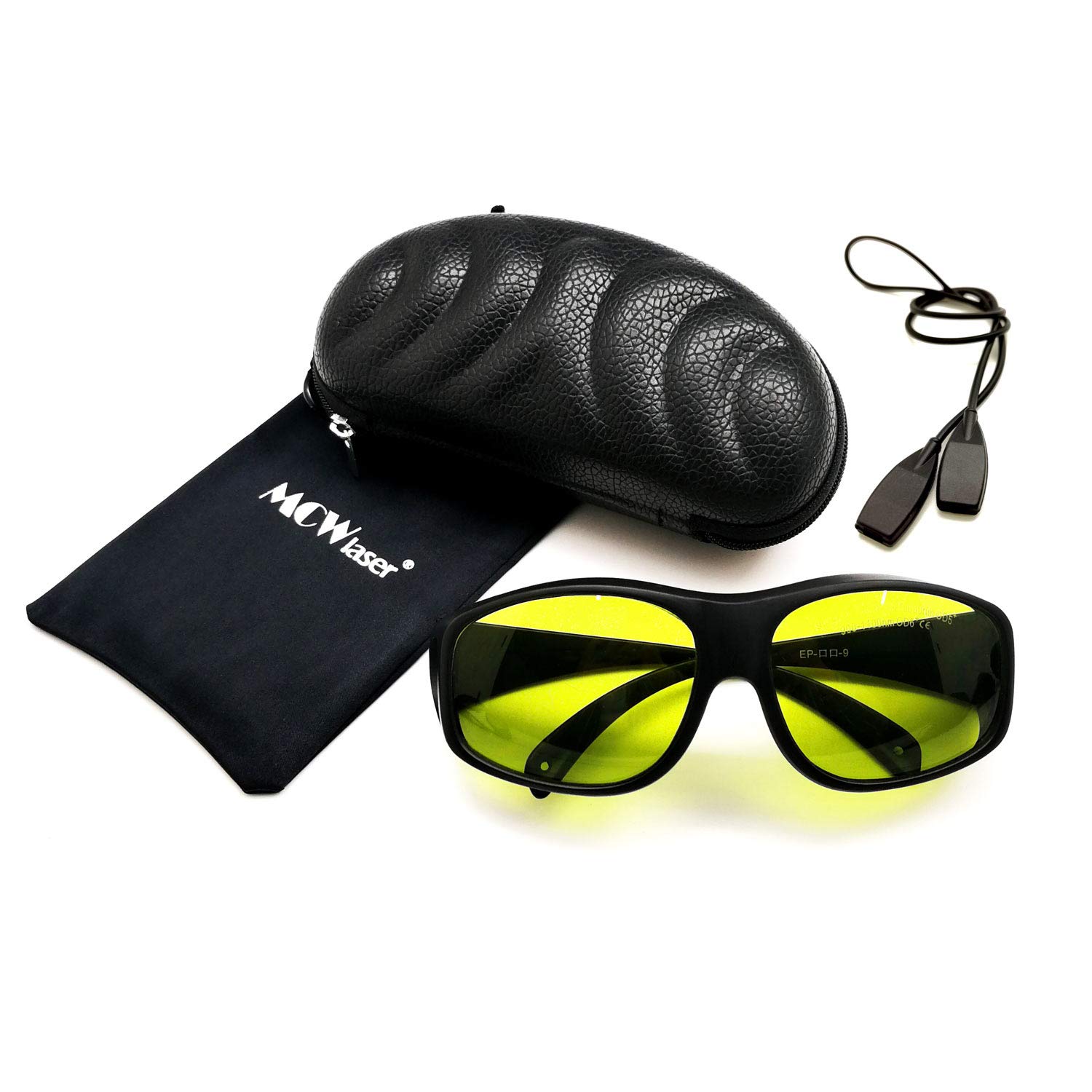 MCWlaser Laser Safety Glasses 190-440nm & 780-900nm,900-1100nm,10600nm Protective Goggles Typical For 355nm 405nm 808nm 810nm 980nm 1064nm 1085nm 10600nm Absorption Type EP-17 Style 9