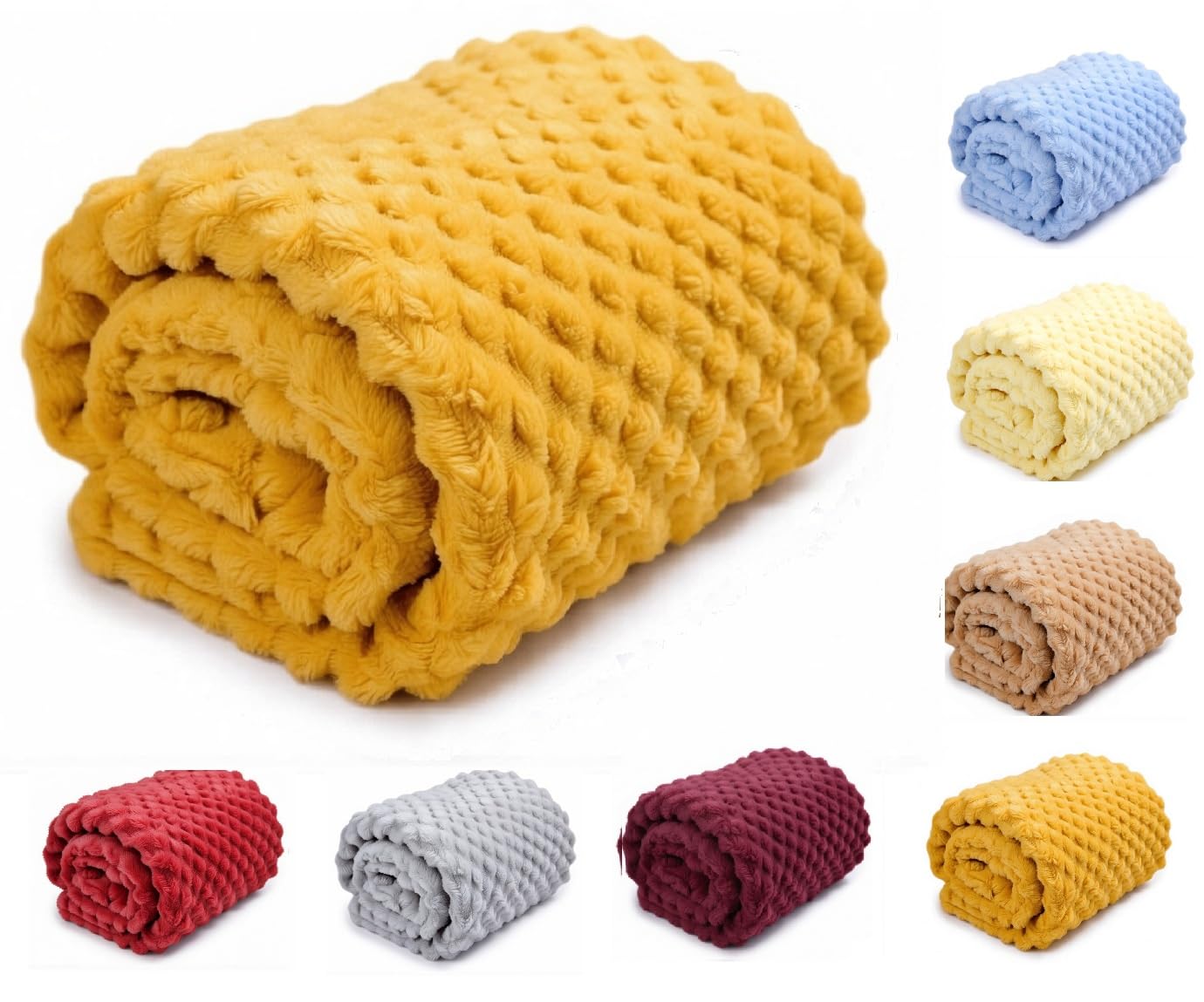 OnlyBee Baby Waffle Blanket 75 x 100 cm – Soft & Breathable Cellular Cot Blanket – Lightweight Baby Blanket for Newborns, Prams & Moses Baskets (Mustard)