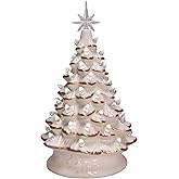 Ceramic Tree 14.25" Light Up Ivory Ceramic Christmas Tree