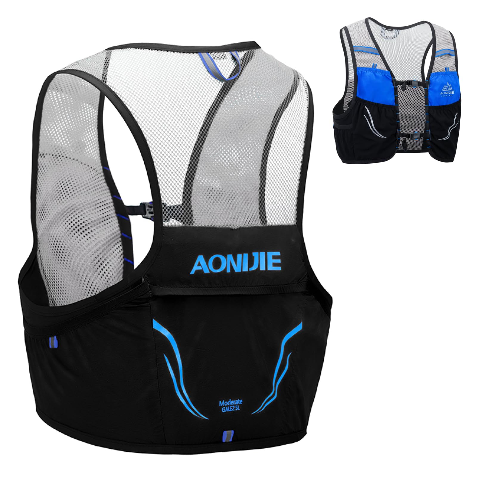 TRIWONDER 2.5L Hydration Vest Backpack, Lightweight Running Pack for Trail Marathon Hiking Cycling (Blue & Black - Only Vest, M/L - 90-102cm)