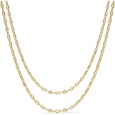 ACC PLANET Gold Thin Chain Necklaces for Women, 18K Gold Plated Dainty Gold Mariner Cuban Link Chains Adjustable Trendy Layered Necklace Stack for Women Jewelry Gifts, Multiple Ways to Wear