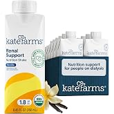 KATE FARMS 1.8 Renal Support Shake, Vanilla, 20g Protein, 12 Pack | Specialized renal nutrition shake with 20g protein for dialysis nutrition support.