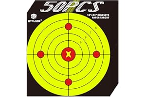 Atflbox Bullseye Paper Shooting Target for The Range, 12x12 Inch High Visibility Target Paper for Indoor and Outdoor Shooting