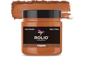 Rolio Premium Mica Powder - Copper (50G / 1.76oz) - 1 Jar of Copper Pigment Powder for Epoxy Resin, Dye, Soap Making, Nail Polish, Paint, Candle Making, Bath Bombs, Slime