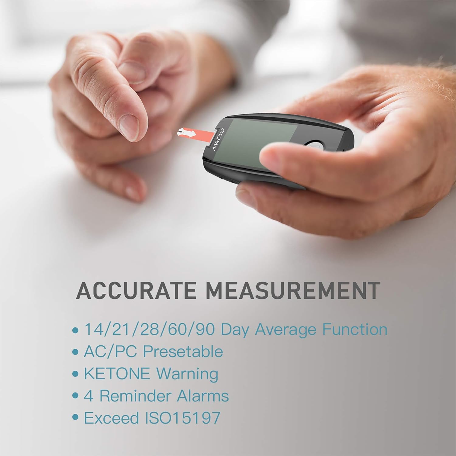 Blood Glucose Monitor Kit, ANKOVO Diabetes Testing Kit with Blood Glucose Meter, Control Solution, 100 Blood Test Strips, 100 Counts 30 Gauge Lancets and Carrying Case, Lancing Device, No Coding: Health & Personal Care