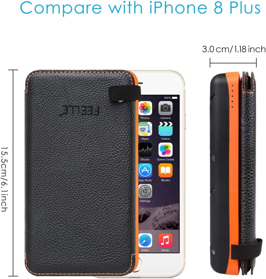 Solar Charger 24000mAh, FEELLE Solar Power Bank with 2 USB Ports Waterproof Portable External Battery Compatible with Smartphones, Tablets and More