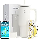 Infusion Pro Fruit Infuser Tumbler with Handle & Straw Lid 40 oz : 50 Recipe Fruit Infusion eBook : Bottom Boot : Fits Cupholder : Stainless Steel : Essence (COCONUT MILK)