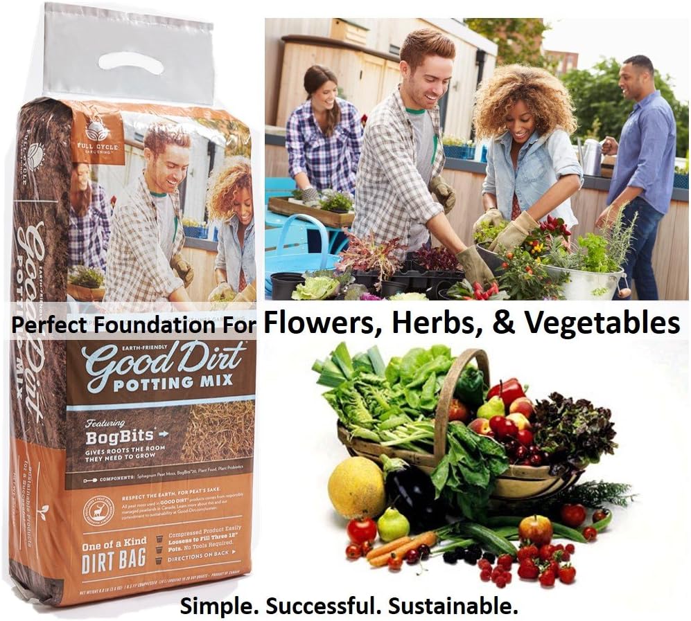 Good Dirt Potting Mix and Soil Conditioner - Rich Gardening Soil For Growing Herbs, Vegetables, Succulents, Flowers, Strawberries and Much More (Potting Mix, 30 QT)