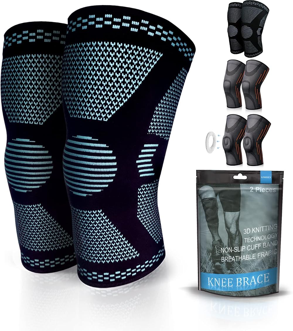 Gemschest 2 Pack Knee Support Sleeves – Knee Brace for Running Gym Arthritis