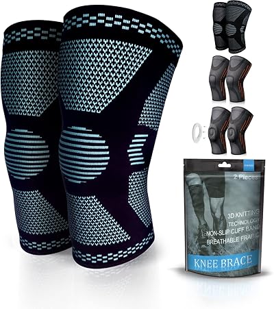 Gemschest 2 Pack Knee Support Sleeves – Knee Brace for Running Gym Arthritis