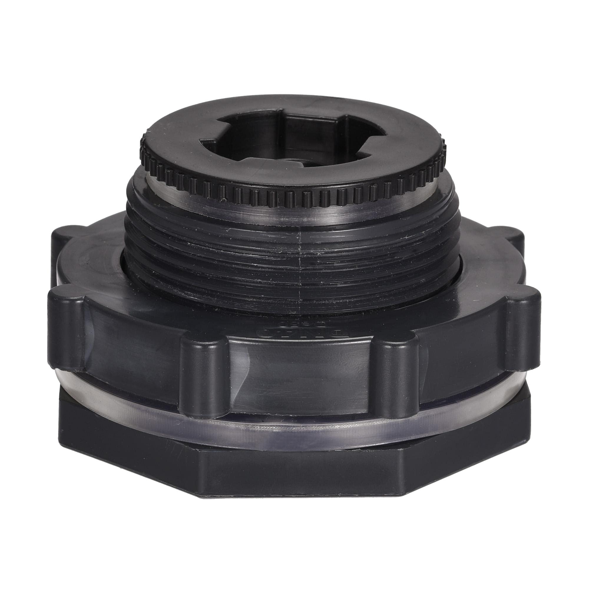 sourcing map PVC Bulkhead Tank Adapter with Plug Fitting G1-1/4 Thread for Rain Buckets Water Tanks Ponds 1 Set