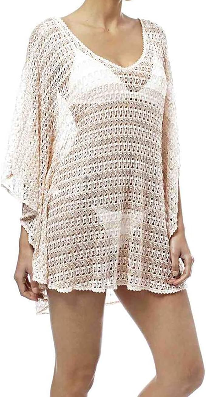 Bestyou Women's SemiSheer Gold Lace Swimsuit Cover up Tops Shirts Free