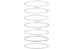 Reoxvo Bracelets Stack Silver Plated Chain Bracelet Set for Women Gold Hand Chain Rings Bracelets Jewelry for Women Trendy