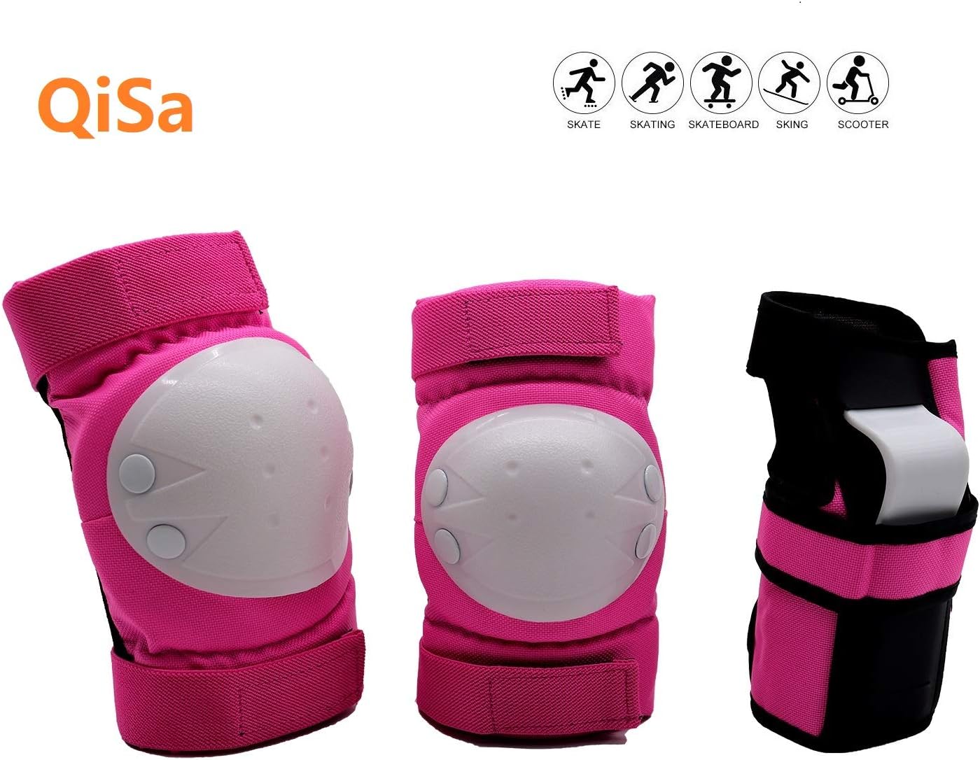QiSa Kids & Adults Knee and Elbow Pads with Wrist Guards Protective Gear Set : Sports & Outdoors