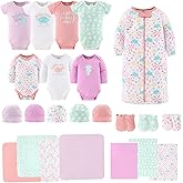 The Peanutshell Baby Layette Gift Set for Girls - 23 Piece New Born Girl Gift Set, Baby Clothes & Newborn Essentials Must Haves - Newborn Clothes 0-3 Months - Ocean Flower