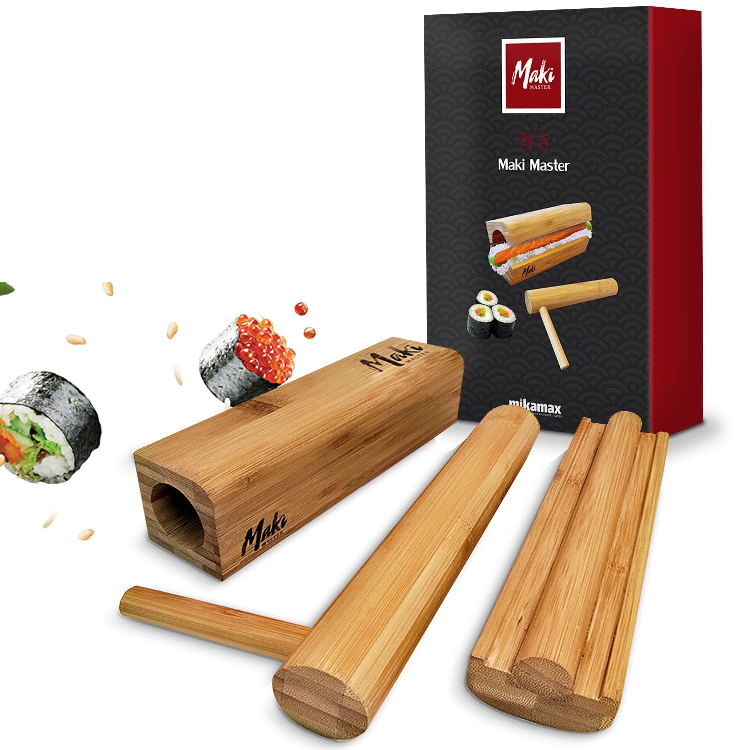 mikamax - Maki Master Sushi Set - Sushi Maker - 100% Bamboo - Sushi Making Set - Sushi Kit