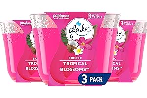 Glade Scented Candle, Exotic Tropical Blossoms, Air Freshener Infused with Essential Oils for Home Fragrance, 3-Wick Candle, 