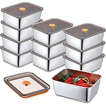 Lot de 7 boites alimentaires inox : 260, 820 & 1200ml - PIKA