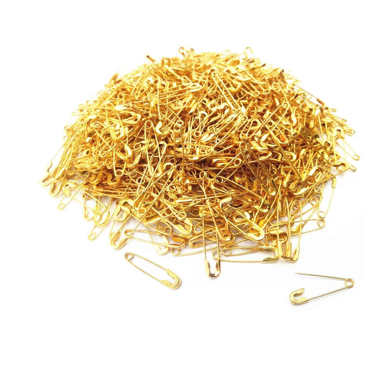 1,000Pcs Nickel-Plated Small Safety pins, 19mm Small Metal Sewing Clothing Accessories Decorative Fixed Safety pins (Gold)