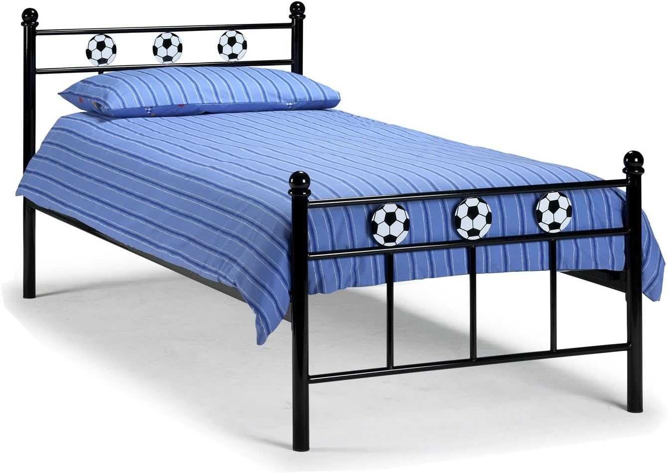 Children's 3ft Single Football Bed In Black Steel With Football