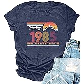 40th Birthday Shirts for Women Vintage Graphic Tees Birthday Party Gift Letter Print Short Sleeve T-Shirt Tops