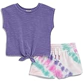 Splendid girls Daydream Short Sleeve Tie Knot Tee Shirt and Tie Dye Shorts 2-piece Set