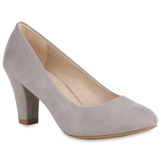 Stiefelparadies Damen Klassische Pumps mit Blockabsatz Flandell