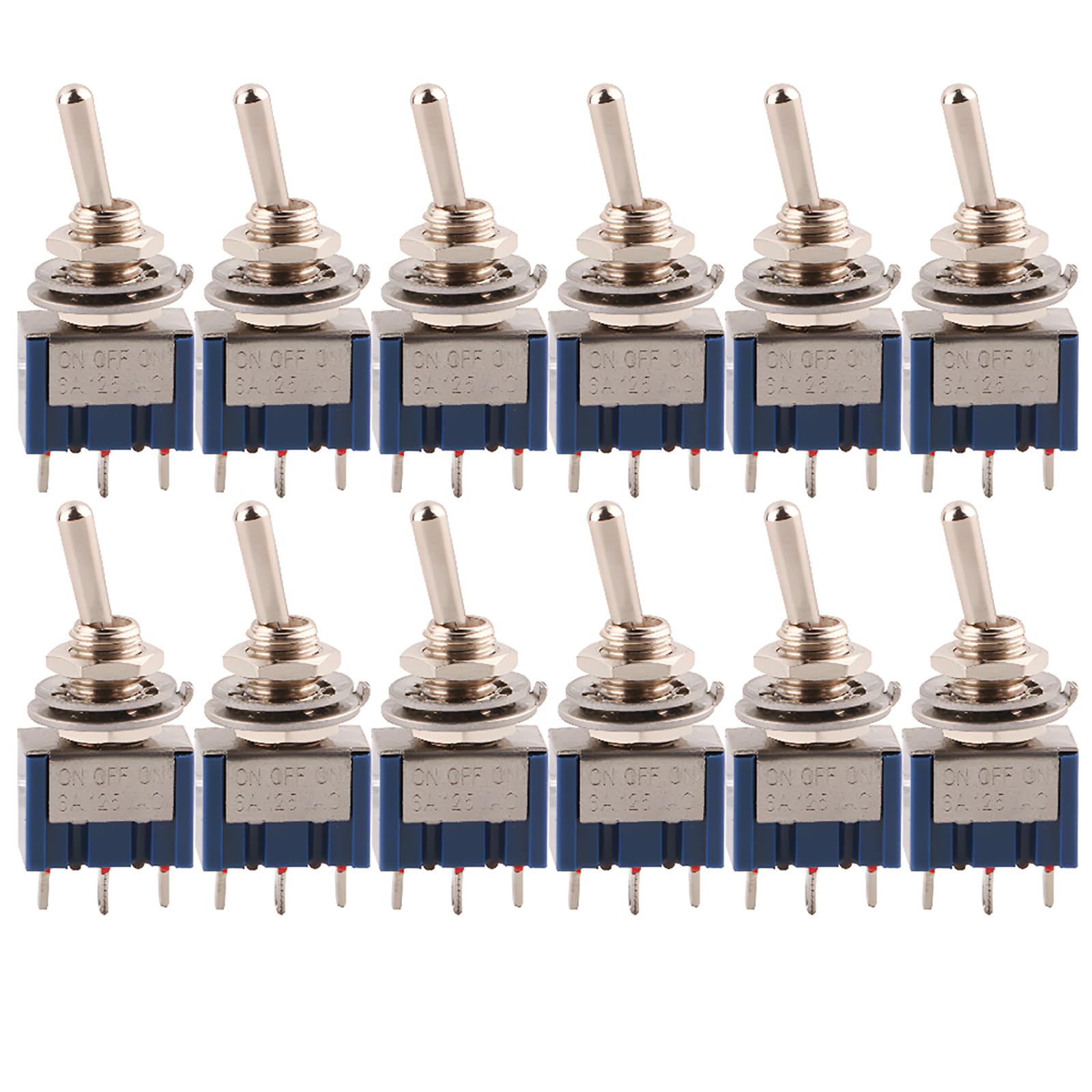 CESFONJER 12 Pcs SPDT Mini Micro Toggle Switch, On/Off/On 3 Pins 3 Position Miniature Toggle Switch AC 125V/6A — image 1