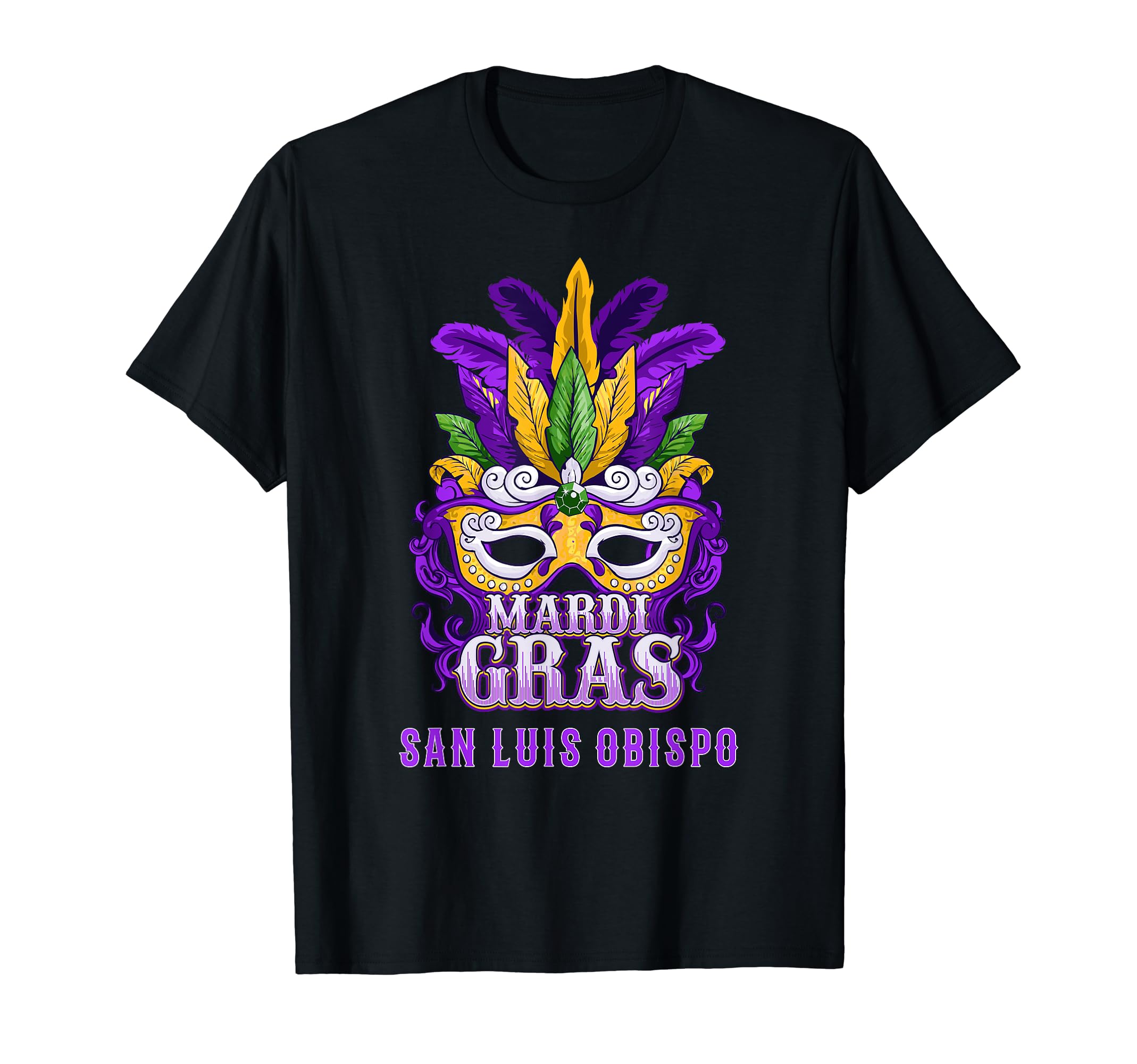 Mardi Gras Parade San Luis Obispo CA Shirt Mask Feathers