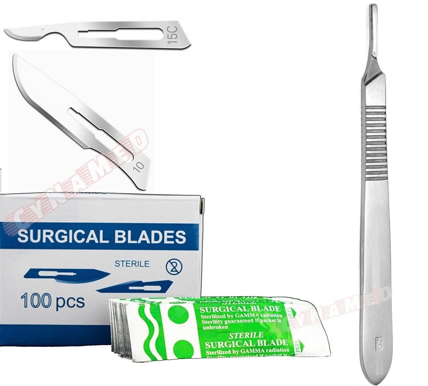 100PCS Scalpel Blades 1015C Plus Free Handle 3 Suitable for