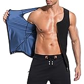 Meiosuns Sauna Sweat Suit for Men Waist Trainer Compression Sauna Vest for Workout Weight Loss Sweat Shirt Shaper with Zipper