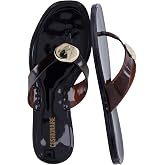 CUSHIONAIRE Telma Jelly Flip Flops for Women with Square Toe | Clear Sandals Upper, Waterproof Jelly Shoes, Slip On Closure, Beach Sandals Design, Molded Footbed, Decorative Ornament
