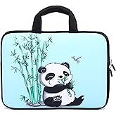 14 15 15.4 15.6 inch Laptop Handle Bag Computer Protect Case Pouch Holder Notebook Sleeve Neoprene Cover Soft Carrying Travel Case For Dell Lenovo Toshiba HP Chromebook ASUS Acer (Panda & Bamboo)