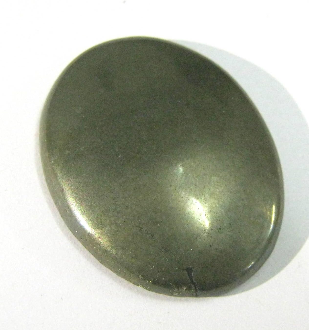 crystalmiracle Golden Pyrite Worry Stone Crystal Healing Reiki Feng Shui Gift Energy Thumb Gemstone, Golden, Black - Image 4